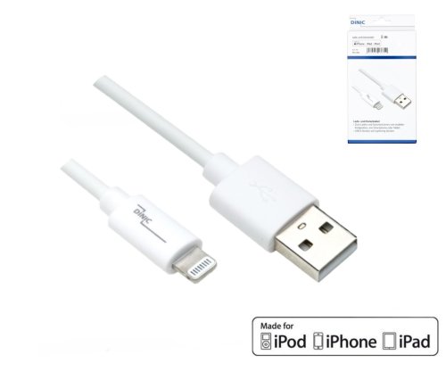 USB A Lightning kaablile, valge, DINIC-karp euroauguga, 2m